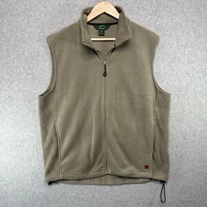 Woolrich Mens Fleece Vest Full Zip Khaki Tan Size Large Outdoor Layering